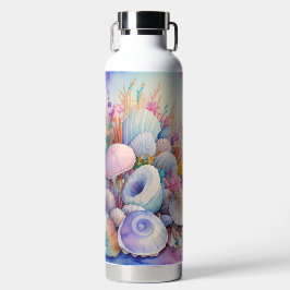 AQUAREL STRANDSCÈNE MET SCHELPEN WATERFLES