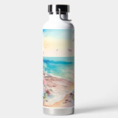 AQUAREL STRANDSCÈNE MET SCHELPEN WATERFLES (Links)