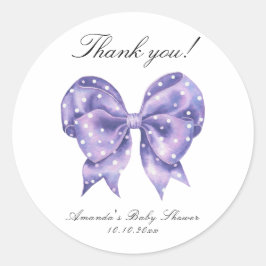 Aquarel Strik Boogje Stippen Baby Shower Bedankt Ronde Sticker