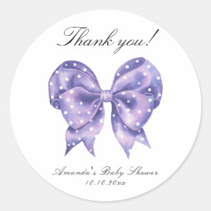 Aquarel Strik Boogje Stippen Baby Shower Bedankt Ronde Sticker
