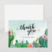 Aquarel Succulent Bruidsmeisje Uitnodiging Bedankt (Voorkant / Achterkant)