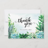 Aquarel Succulent Bruiloftsborrel Platte Bedankkaa Bedankkaart (Voorkant)