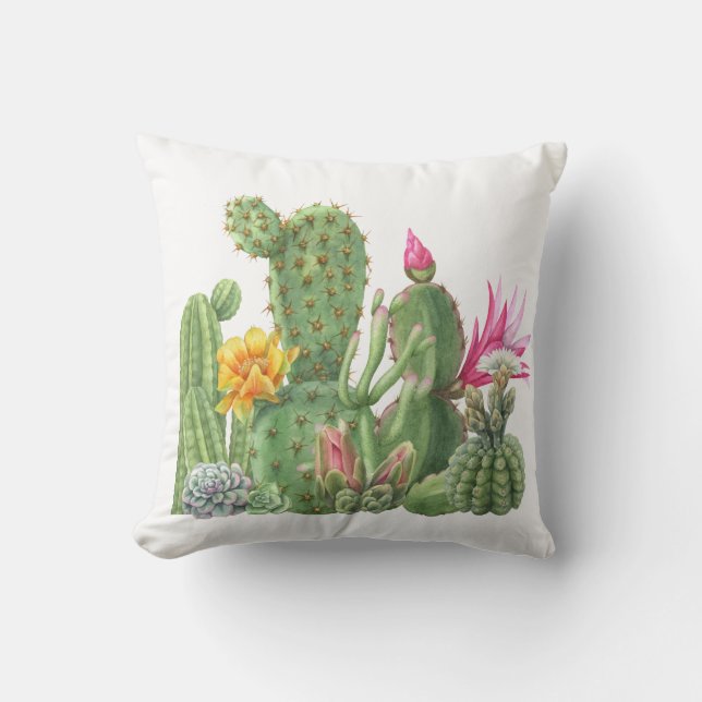 Aquarel Succulent Cactus tuin Woestijn Kussen (Voorkant)