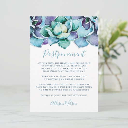 Aquarel Succulent Uitstel Kaart (Staand voorkant)