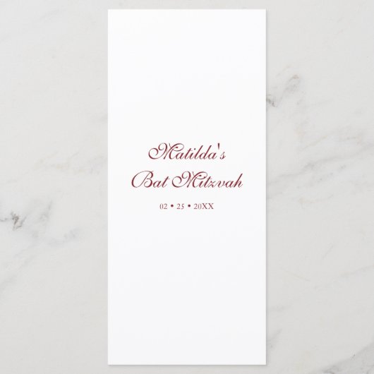 Aquarel Succulente Bloem Botanische Bat Mitzvah Menu (Achterkant)