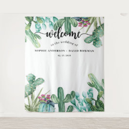 Aquarel Succulente Cactus Trouw Achtergrond Wandkleed