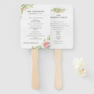 Aquarel Succulenten Trouwprogramma & Feestlijst Handwaaier