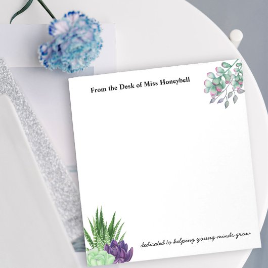 Aquarel Succulenten Van het Buro van Leraar Notitieblok