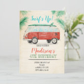 Aquarel surf uitnodiging (Staand voorkant)