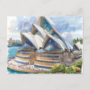 Aquarel Sydney Opera House Aussie Briefkaart