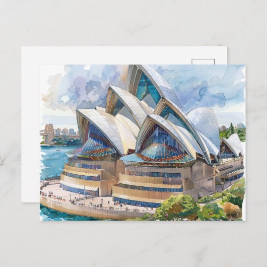 Aquarel Sydney Opera House Aussie Briefkaart (Voorkant / Achterkant)