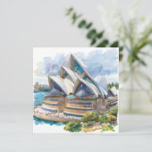 Aquarel Sydney Opera House Aussie Feestdagenkaart (Staand voorkant)