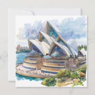 Aquarel Sydney Opera House Aussie Feestdagenkaart
