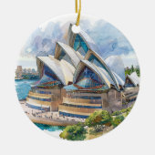 Aquarel Sydney Opera House Aussie Keramisch Ornament (Voorkant)