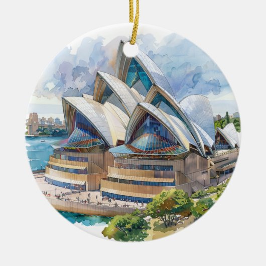 Aquarel Sydney Opera House Aussie Keramisch Ornament (Voorkant)