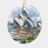 Aquarel Sydney Opera House Aussie Keramisch Ornament (Links)