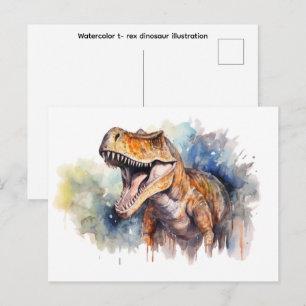 Aquarel t-rex dinosaurus illustratie Briefkaart