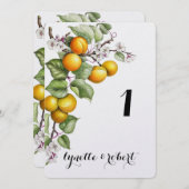 Aquarel Tafelnummer Bruiloft met Fruit en Bloemen (Voorkant / Achterkant)