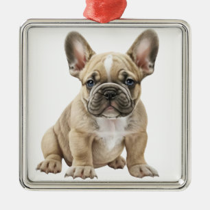 AQUAREL TAN FRANSE BULLDOG HOND METALEN ORNAMENT