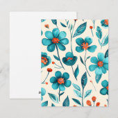 Aquarel Teal Bloemen Feestdagenkaart (Voorkant / Achterkant)