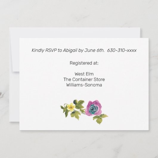 Aquarel Teal Oranje Geel Roze Bloem Goud Kaart (Achterkant)