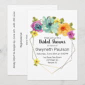 Aquarel Teal Oranje Geel Roze Bloem Goud Kaart (Voorkant / Achterkant)