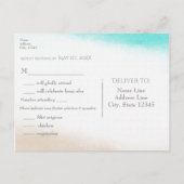 Aquarel Teal & Tan Elegante Beach Bruiloft RSVP Uitnodiging Briefkaart (Achterkant)