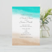 Aquarel Teal & Tan Elegante Strandbruiloft Kaart (Staand voorkant)
