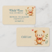 Aquarel Teddy Beer Kind Minding Babysitten Visitekaartje (Voorkant / Achterkant)
