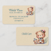 Aquarel Teddy Beer Kind Minding Babysitten Visitekaartje (Voorkant / Achterkant)