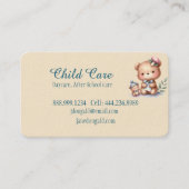 Aquarel Teddy Beer Kind Minding Babysitten Visitekaartje (Voorkant)