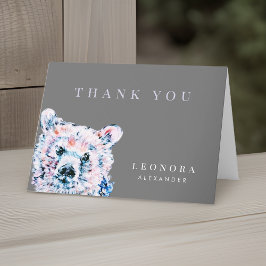 Aquarel Teddybeer Babyshower Bedankkaart