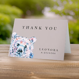Aquarel Teddybeer Babyshower Bedankkaart