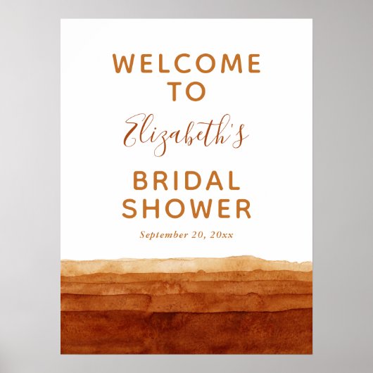 Aquarel Terracotta Abstracte Woestijn Welkom Bord Poster (Voorkant)