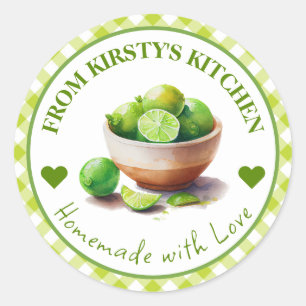 Aquarel Thuisgemaakte Gingham Limes Etiket