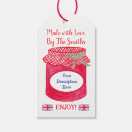 Aquarel Thuisgemaakte Jam Pot Brits GEMAAKT MET LI Cadeaulabel
