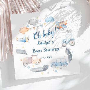 Aquarel Transport Thema Baby Shower Servet