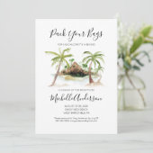 Aquarel Tropic Bachelorette Weekend Uitnodiging (Staand voorkant)