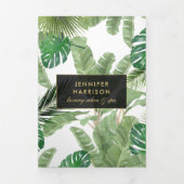 Aquarel Tropisch Bladeren Patroon Salon Brochure Drieluik Kaart (Cover)