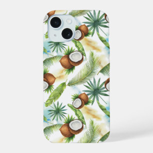 Aquarel Tropisch Kokospatroon iPhone 15 Case