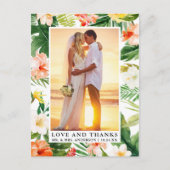 Aquarel Tropisch Koraal Bloemige Liefde en Dank Briefkaart (Voorkant)