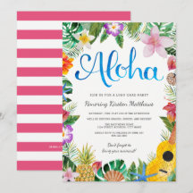 Aquarel Tropisch Luau Afstudeerfeest Uitnodiging