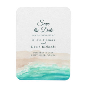 Aquarel Tropisch Strand Save the Date Magneet