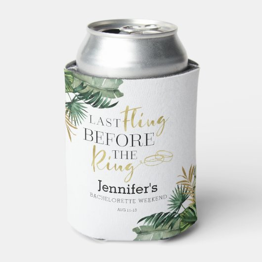 Aquarel Tropisch Vrijgezellenweekend Blikjeskoeler (Blikje Voorkant)