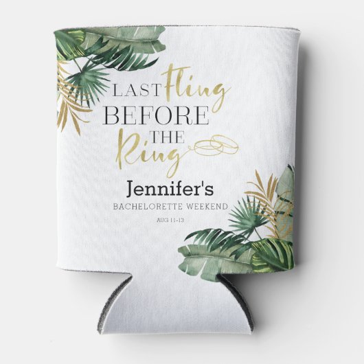 Aquarel Tropisch Vrijgezellenweekend Blikjeskoeler (Voorkant)