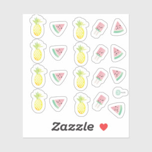 Aquarel Tropische Ananas en Watermeloen Sticker
