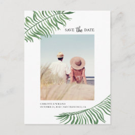 Aquarel tropische bladeren. Exotische Save the Dat Briefkaart