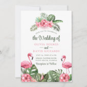 Aquarel Tropische Flamingo Trouw Uitnodiging (Voorkant)