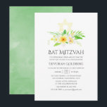 Aquarel Tropische Frangipani Bat Mitzvah Kaart<br><div class="desc">Salie groene,  gele en witte botanische tropische frangipani bat mitzvah uitnodigingskaarten die snel en gemakkelijk kunnen worden aangepast aan uw evenementdetails.</div>
