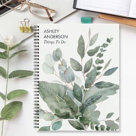 Aquarel Tropische Groene Salie Bladeren Takenlijst Notitieboek